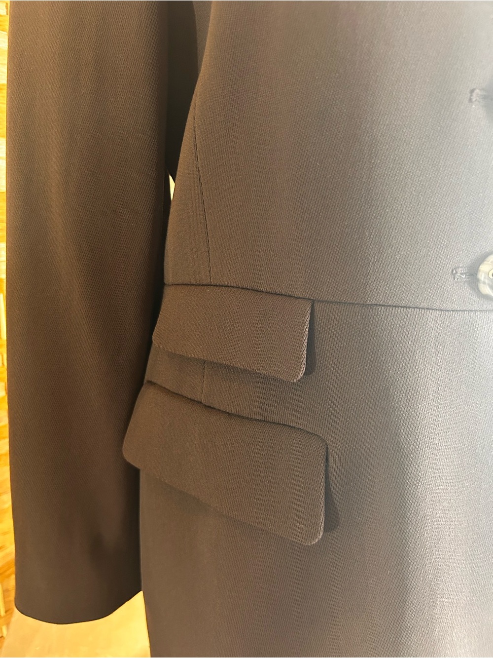 Vintage Lauren Ralph Lauren Wool Long Blazer Brown Leather Collar Equestrian 12 - Picture 3 of 13